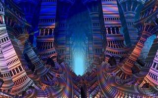 Illustration 3d d'un magnifique bâtiment fractal. conception fractale abstraite générée par ordinateur. photo