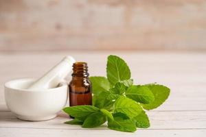 médecine alternative à base de plantes herbes biologiques feuille de menthe suppléments naturels pour une bonne vie saine. photo