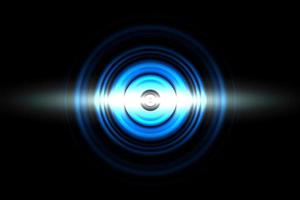 ondes sonores oscillant lumière bleue avec cercle abstrait arrière-plan photo