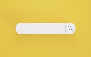 barre de recherche de conception minimale sur fond jaune, concept de moteur de recherche web par rendu 3d.