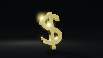 Concept de rendu 3d de l'argent, financier. symbole du dollar doré sur fond. rendu 3D. Illustration 3D. photo