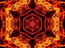 arrière-plan abstrait unique. motif kaléidoscope de flammes orange. photos gratuites