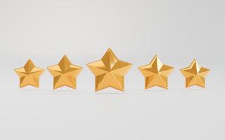 cinq étoiles d'or pour l'excellente évaluation du client après utilisation du concept de produit et de service par rendu 3d. photo