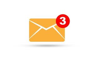 isolé des newsletters jaunes et notification pour les e-mails d'entreprise sur fond blanc pour le concept de communication d'entreprise.
