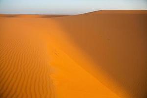 belles dunes de sable dans le désert du sahara au maroc. paysage en afrique dans le désert. photo