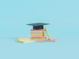 pile de livres sous le chapeau de graduation photo