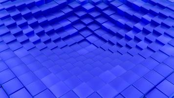 motif de vagues minimaliste fait de cubes. fond futuriste de surface cubique abstraite bleu ondulant. illustration de rendu 3d. photo