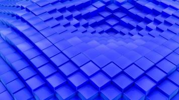 motif de vagues minimaliste fait de cubes. fond futuriste de surface cubique abstraite bleu ondulant. illustration de rendu 3d. photo