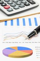 tableau de rapport marketing et analyse graphique avec stylo et calculatrice photo