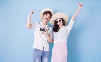 image de jeune couple asiatique voyage, vacances d'été photo