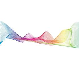 conception de fond de vague abstraite. fond d'art de ligne élégant avec des vagues brillantes colorées. ligne ondulée courbe sur fond blanc. photo