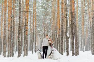 Séance photo de mariage d'hiver dans la nature