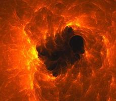 fond abstrait d'art fractal, évocateur de flammes de feu et de vague chaude. thème du feu d'étincelle d'art d'illustration fractale généré par ordinateur. photo