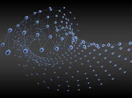 concept de réseau de chaînes de blocs technologie 3d, arrière-plan composé de lignes de cercle et de particules. rendu 3d. photo