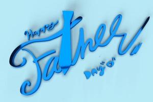 heureux père fête de la famille amour coeur bleu police idée brosse à main bleue calligraphie bannière décoration ornement présent papa messieurs moustache félicitation juin célébrer fête vacances concept.3d rendu photo