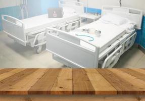 plancher de bois et fond d'hôpital intérieur photo