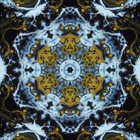 abstrait de cercle sombre. motif kaléidoscope de couleur jaune et bleu. photos gratuites