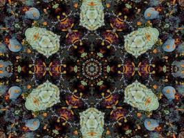 motif kaléidoscope de réflexion florale colorée. fond abstrait. photographie gratuite. photo