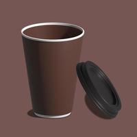 maquette de tasse à café. rendre une illustration 3d réaliste. conception de maquette de paquet pour la marque. café loin. café à emporter photo