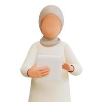 personnage femme musulmane tenant une tablette photo