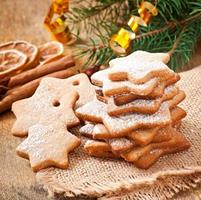 Biscuits de Noël faits maison saupoudrés de sucre en poudre photo