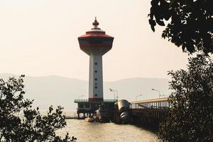 phare bleu, coucher de soleil. coucher de soleil du phare à la vue de l'après-midi. Thaïlande photo