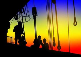 silhouettes d'ouvriers sur un chantier de construction photo