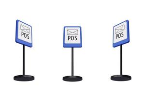 Rendu 3d illustration des panneaux de signalisation du bureau de poste photo