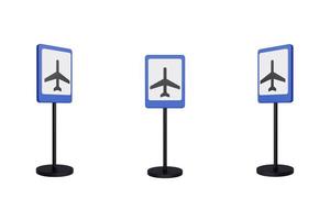 Rendu 3d illustration des panneaux de signalisation de l'aéroport photo
