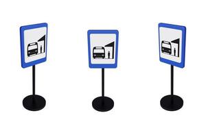 Illustration de rendu 3d des panneaux de signalisation du terminal de bus photo