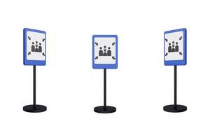 Illustration de rendu 3d des panneaux de signalisation de la zone de rassemblement d'urgence photo