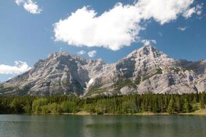 eau calme avec vue sur les montagnes photo