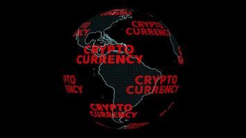 carte mondiale de l'amérique du sud crypto-monnaie numérique texte rouge tournant photo