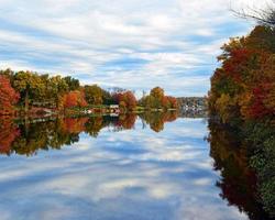 reflets d'automne colorés dans une rivière photo