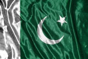 drapeau pakistan tissu drapeau satin agitant tissu texture du drapeau photo