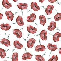 coquelicots rouges sur fond blanc. modèle sans couture. fond aquarelle florale. pour l'impression sur tissu, design. photo