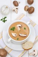 déjeuner de soupe aux champignons avec des champignons dans un bol photo