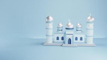 Rendu 3D de la mosquée. parfait pour l'arrière-plan, la page de destination, le web, l'affiche, etc.