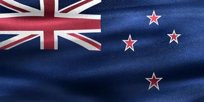 Illustration 3d d'un drapeau néo-zélandais - drapeau en tissu ondulant réaliste photo