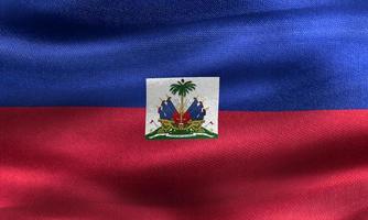 Illustration 3d d'un drapeau d'Haïti - drapeau en tissu ondulant réaliste photo