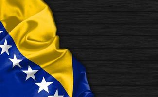 Gros plan de rendu 3d du drapeau bosnie-herzégovine photo