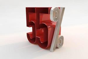 55 % signe numéro 3d rouge. rendu 3D photo