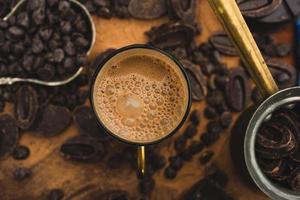 lait au chocolat en verre vue ci-dessus photo