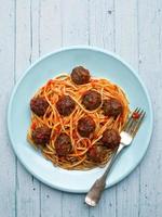 spaghetti aux boulettes de viande italienne américaine rustique photo