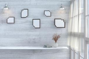 déco de salon avec mur en bois blanc photo