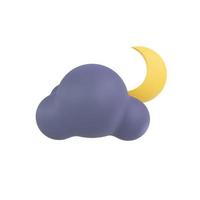 icône de prévision météo nuages de nuit avec pluie. Illustration 3D. photo