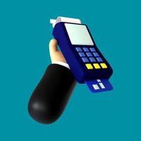3d illustration d'un geste de la main tenant un paiement par carte de crédit photo