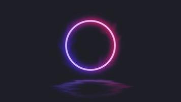 cercle néon rouge clair et fond bleu violet avec une ombre ondulée pour un fond d'écran futuriste abstrait photo