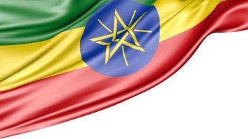 drapeau éthiopien isolé sur fond blanc, illustration 3d photo