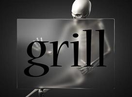 grill mot sur verre et squelette photo